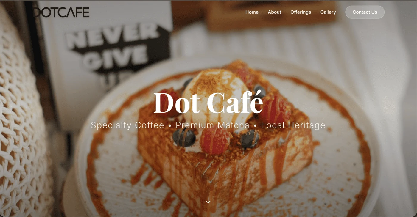 Dot-Cafe website homepage