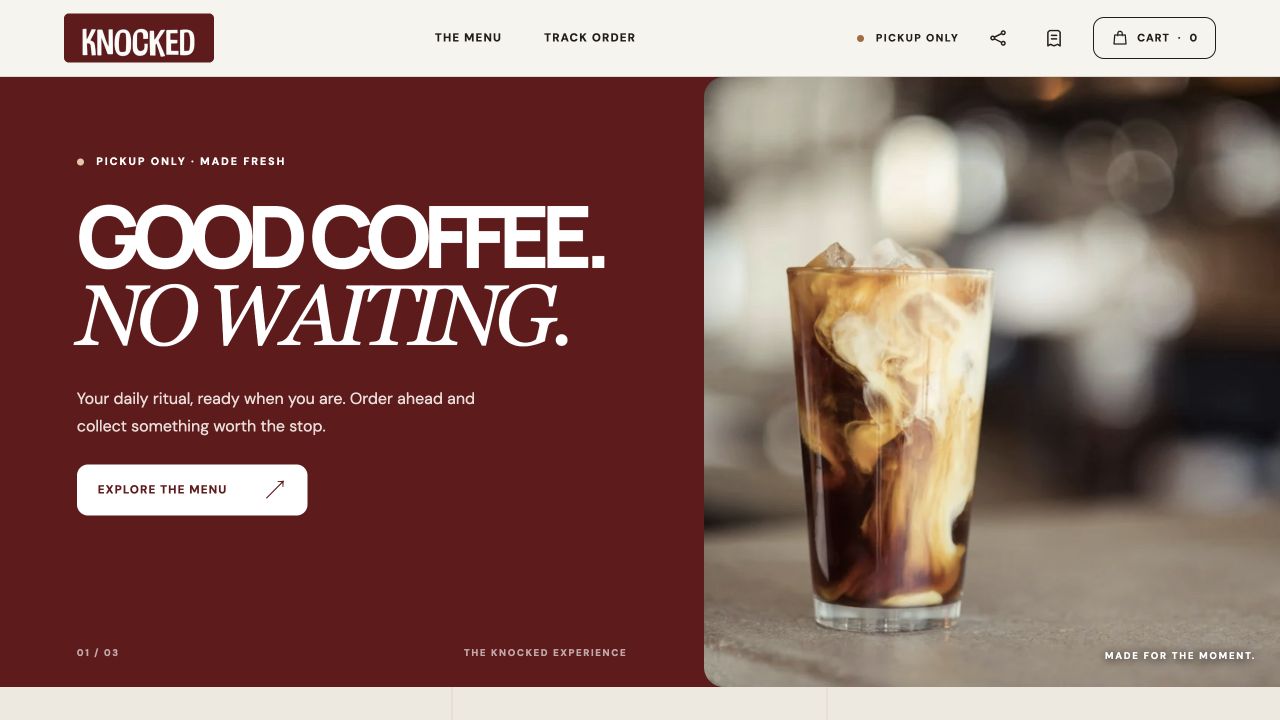 Knocked website homepage