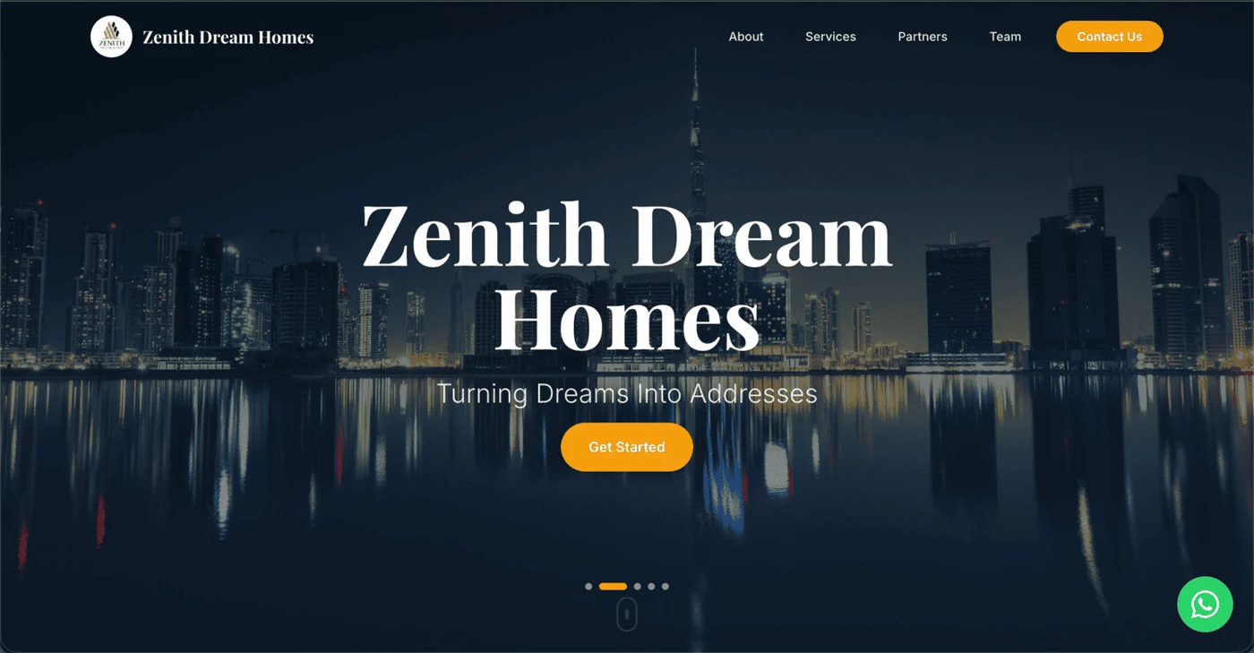 Zenith Dream Homes website homepage